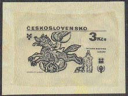 CZECHOSLOVAKIA (1979) King Riding Flying Beast. Die Proof In Black. IYC Issue. Scott No 2254, Yvert No 2349. - Ensayos & Reimpresiones