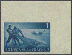 TRIESTE (1949) Fishermen With Catch In Net. Imperforate Corner Copy, Expertisation Mark On Reverse. Scott No C3 - Other & Unclassified