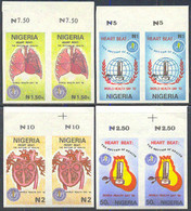 NIGERIA (1992) Anatomy Of Heart. Blood Pressure Machine.Anatomy Of Chest Cavity. Set Of 4 Imperforate Pairs. Sc 594-7 - Nigeria (1961-...)