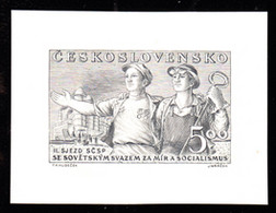 CZECHOSLOVAKIA (1950) Steel Workers. Die Proof In Black. Czech-Soviet Friendship. Scott No 437, Yvert No 555. - Ensayos & Reimpresiones