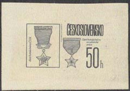 CZECHOSLOVAKIA (1987) Gold Stars Of Socialist Labor. Die Proof In Black. State Decorations. Scott No 2642 - Ensayos & Reimpresiones