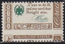 U.S.A. (1960) Franklin Credo. Horizontal Perforation Shift Resulting In Top 1/4 Of Stamp Appearing At Bottom. Scott 1140 - Variedades, Errores & Curiosidades