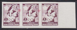 TURKEY (1943) Nurse With Child. Child. Imperforate Strip Of 3 With Red Star Misplaced. Scott No RA81, Yvert No 91. - Altri & Non Classificati