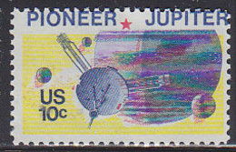 U.S.A. (1975) Pioneer 10 Passing Jupiter. Color Shift Resulting In Double Image Of Jupiter And Its Moons. Scott No 1556. - Abarten & Kuriositäten