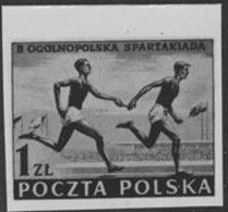 POLAND (1954) Relay Race. Black Print. Scott No 630, Yvert No 758. Spartakaiad. - Probe- Und Nachdrucke