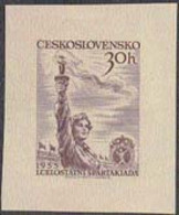 CZECHOSLOVAKIA (1955) Woman Holding Torch. Die Proof In Grey. First Spartakaid. Scott No 681, Yvert No 790. - Essais & Réimpressions