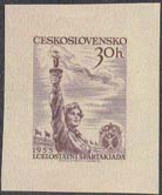 CZECHOSLOVAKIA (1955) Woman Holding Torch. Die Proof In Grey. First Spartakaid. Scott No 681, Yvert No 790. - Proofs & Reprints
