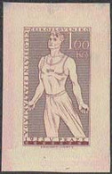 CZECHOSLOVAKIA (1955) Male Athlete. Die Proof In Reddish Brown. First Spartakaid. Scott No 698, Yvert No 814. - Proofs & Reprints