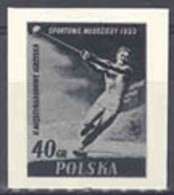 POLAND (1955) Hammer Throw. Black Print. Scott No 700, Yvert No 828. 2nd International Youth Games. - Probe- Und Nachdrucke