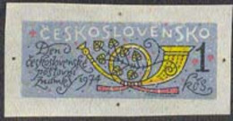 CZECHOSLOVAKIA (1974) Posthorn. Die Proof In Color. Stamp Day. Scott No 1985, Yvert No 2082. - Proeven & Herdrukken