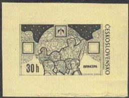 CZECHOSLOVAKIA (1974) Globe. People. Exhibition Emblems. Die Proof In Black. BRNO Stamp Exhibit. Scott 1945. - Proofs & Reprints