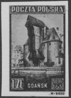 POLAND (1945) Crane Tower, Gdansk. Black Print. Scott Nos 370, Yvert No 450. - Proeven & Herdruk