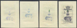 CZECHOSLOVAKIA (1970) Town Hall Tower. Cornerstone. Series Of 4 Die Proofs Showing Colors Added. Scott 1700. - Probe- Und Nachdrucke