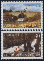 CYPRUS (2001) Akika River. Bridge Over Drarizos River. Set Of 2 Overprinted SPECIMEN. Scott Nos 976-7. - Other & Unclassified