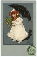 Illustrateur Ethel Parkinson. élégante Petite Fille Belle Epoque Avec Son Parapluie - Parkinson, Ethel