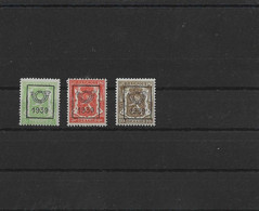 TIMBRES BELGIQUE Préoblitérés  PRE417/419XX - Typo Precancels 1936-51 (Small Seal Of The State)