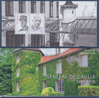De Gaulle Souvenir Philatélique Bloc Portraits 2 Timbres à 1.16€ Dans Encart Sa Maison à Colombey Les 2 Eglises - De Gaulle (Général)