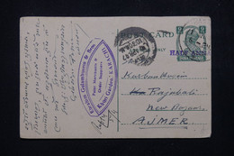 INDE - Entier Postal Surchargé Half Anna, De Karachi Pour Ajmer En 1947 - L 80805 - 1936-47 Roi Georges VI