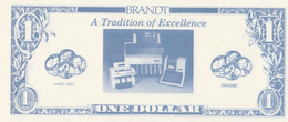 ATM Test Note "BRANDT - USA" One Dollar Blau Aus Den 90er Jahren Selten Von Der CEBTI Hannover - Autres & Non Classés