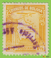 Voyo BOLIVIA 1935  1,5B Mi#250 (o) Map Of Bolivia - Bolivie