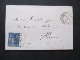 Frankreich 1880 Nr. 73 EF Geschrieben In Montigny Nach Paris Gesendet Faltbrief Mit Inhalt Und Ank. Stempel - 1876-1898 Sage (Type II)