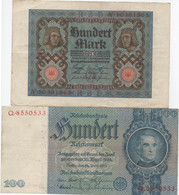 Lot De 2 Billets De Reichsbanknote : 100 Mark (1920 - 1924) - 100 Mark