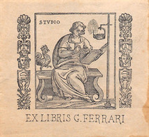 02081 "EX LIBRIS G. FERRARI - STUDIO" ANIMATO. ORIGINALE - Ex-libris