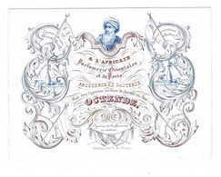 1 Carte Visite A L'Africaine Parfumerie Orientales Et De Paris Rue Des Capucins Jardin Du Roi Ostende  Lith.Daveluy - Porzellan