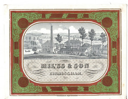 1 Visit Card Mill's & Son Birmingham Silversmiths Silver Boxes Snuff Boxes  Lith. Heger Bruxelles  25 X 20 Cm - Porcelana