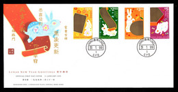 China Hong Kong 1999 FDC New Year Of Rabbit Stamp Zodiac Lunar GPO Postmark - Briefe U. Dokumente