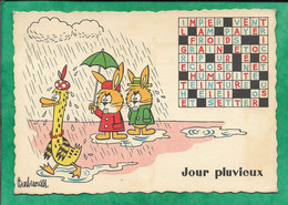 Barberousse (Philippe Josse 1920-2010 Levallois-Perret) 2scans Jour Pluvieux Parapluie Lapins Canard Pluie 1960 - Barberousse