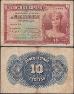 SPAIN - 10 Pesetas 1935 (1936) P# 86 Europe Banknote - Edelweiss Coins - Other & Unclassified