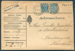 1896 Denmark Mixed Franking ( 20 Ore Bi Colour + 4 Ore Coat Of Arms) Adressebrev Copenhagen - Randers - Covers & Documents