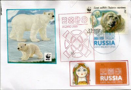 Conservation De L'ours Blanc En Sibérie. Timbre WWF, Sur Lettre PAVILLON RUSSIE,à L Expo Universelle Milan - Storia Postale