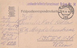 Feldpostkarte Landwehrinfanterieregiment Brünn Nr. 14 - 1916 (53103) - Covers & Documents