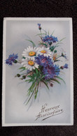 CPA HEUREUX ANNIVERSAIRE BOUQUET BLEUET MARGUERITE ? ED BR Z 5077 - Anniversaire