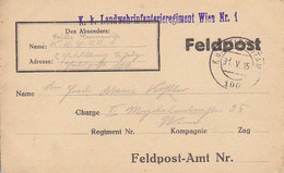 Feldpostkarte - K.k. Landwehrinfanterieregiment Wien Nr. 1 - 1915 (53108) - Brieven En Documenten