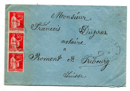 1934--Lettre De SEVRIER-74  Pour ROMONT FRIBOURG (Suisse) --type Paix 50c X 3 - 1877-1920: Semi Modern Period