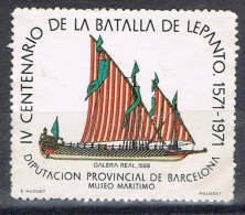 Viñeta BARCELONA, Batalla Lepanto,  Museo Maritimo 1971 * - Variedades & Curiosidades