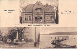 TESCHENDORF Mark Brandenburg EDEKA Lebensmittelhaus Otto Haupt Denkmal 24.1.1922 Gelaufen - Wittstock