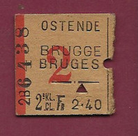 061220A - TICKET CHEMIN DE FER TRAMWAY - BELGIQUE OSTENDE Brugge Bruges 2 2B 6438 2e Kl Fr 2,40 - Europa