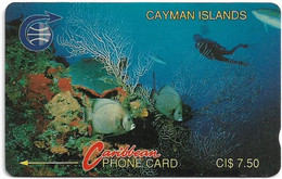 Cayman Isl. - Diver In Reef, 3CCIA, 1991, 56.000ex, Used - Isole Caiman