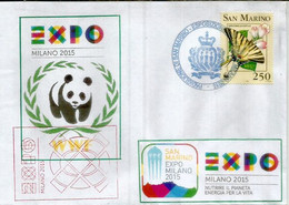 SAN MARINO .EXPO MILAN 2015, Belle Lettre WWF Du Pavillon De SAN MARINO.Cluster Bio-Mediterraneo.Timbre WWF. (RARE) - Storia Postale