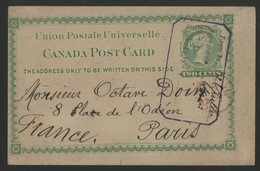 CANADA CARTE ENTIER POSTAL De MONTREAL Pour PARIS En 1887 (voir Description) - Cartas & Documentos