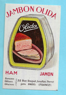 Calendrier Publicitaire JAMBON OLIDA 52 Rue Raspail Paris Texture Plastifiée Souple 8, 5 Cm Sur 5, 7 Cm - Petit Format : 1921-40