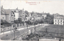 CRIMMITSCHAU Sachsen Lindenstrasse Vogelschau Bahnpost LEIPZIG - HOF ZUG 25 3.5.1917 Gelaufen - Crimmitschau