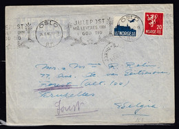 Brief Van Oslo Naar Forest (Belgie) Julepost Ma Leveres Inn I God Tid - Storia Postale