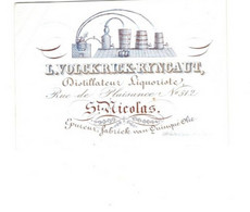 1 Visit Card  F.Rousseau & A.Révillion Négociants En Vins Et Spiritueux Place Aux Bluets Lille A.Coone Casier Gand - Porcelaine