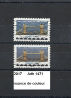 Variété Adhésif De 2017 Oblitéré Y&T N° Adh 1471 Nuance - Used Stamps