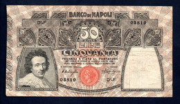 Banconota Lire 50 13-12-1914 Banco Di Napoli - 50 Liras